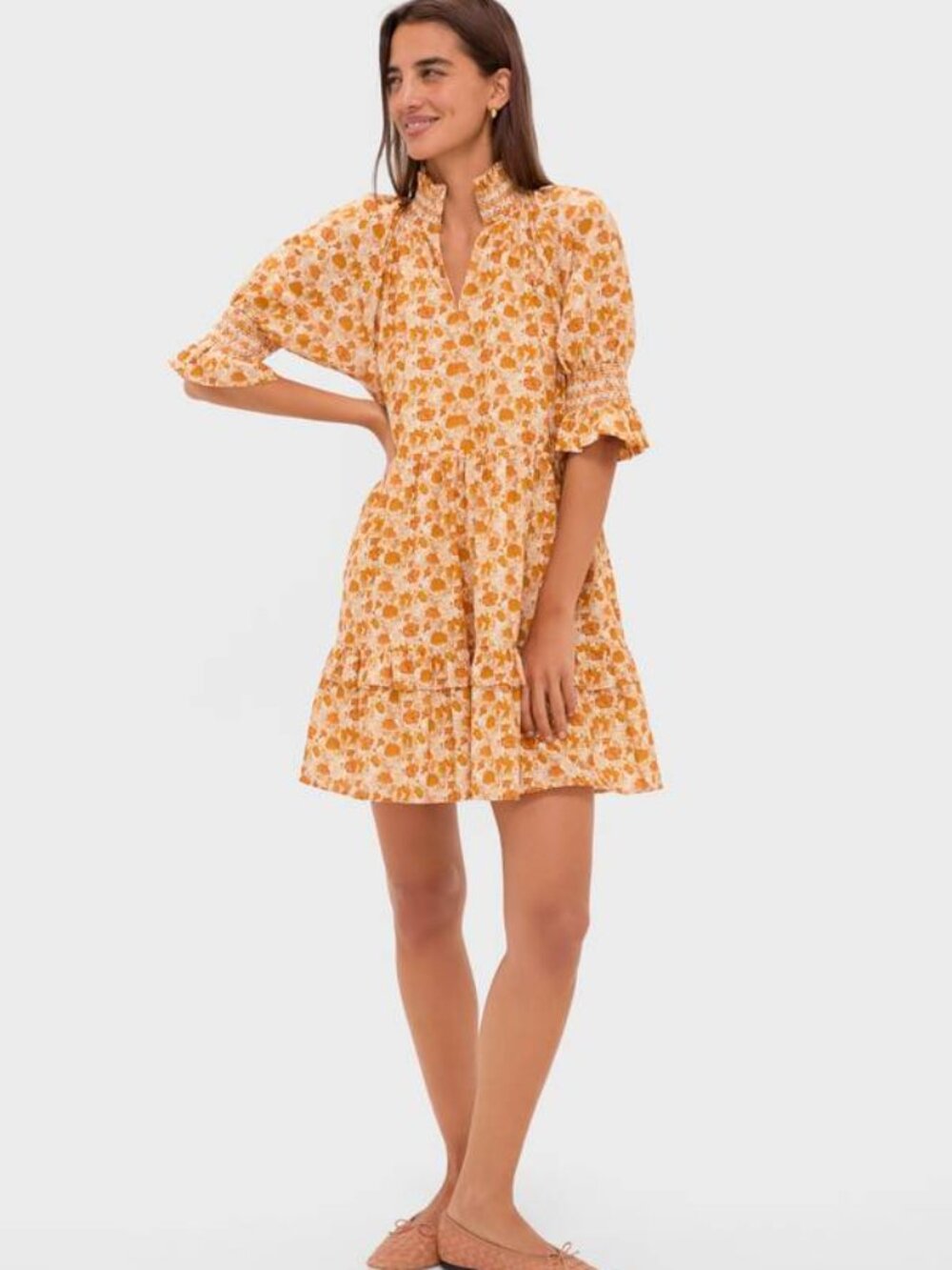 NEW HYACINTH HOUSE Floral Mini Dress Burnt Orange M